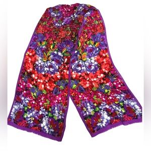 OSCAR DE LA RENTA Vintage Floral Silk Scarf
